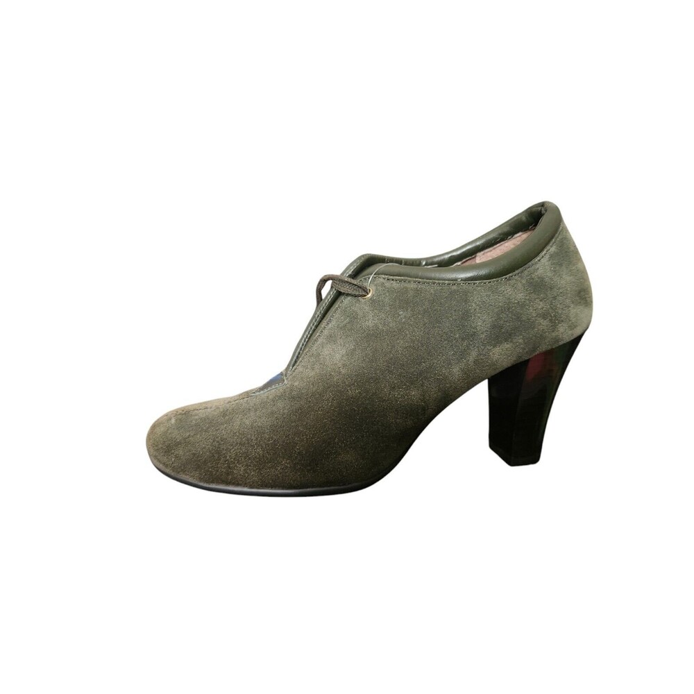 Aerosoles Women's Role Reversal Bootie Heel Green Suede Oxford Style Size 7